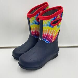 Bogs Youth Neo Classic Navy / Tie Dyed Waterproof Rain Winter Boots Size 3